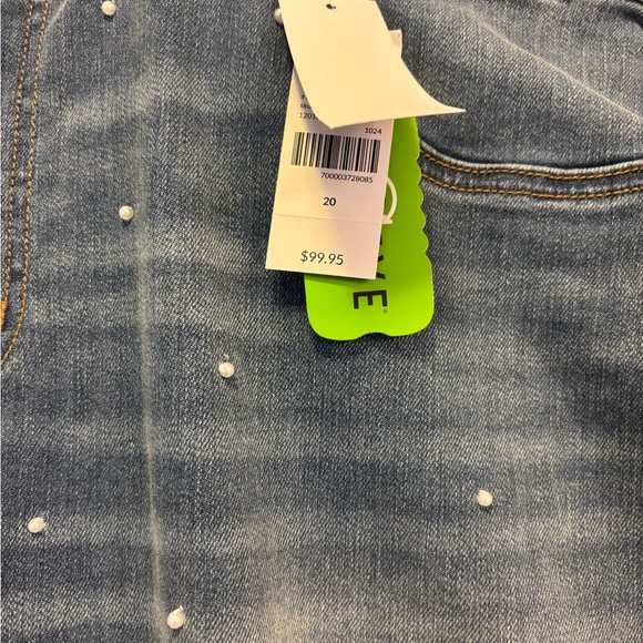 Lane Bryant Blue Straight Leg Jeans with Pearl Accents NWT - Picture 2 of 6
